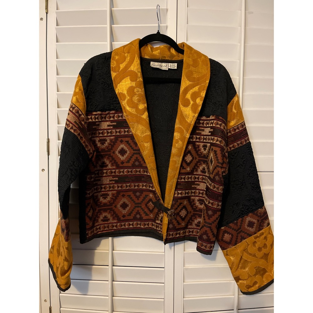 Flashback Vintage size Large floral Aztec southwestern embroidered jacket Y